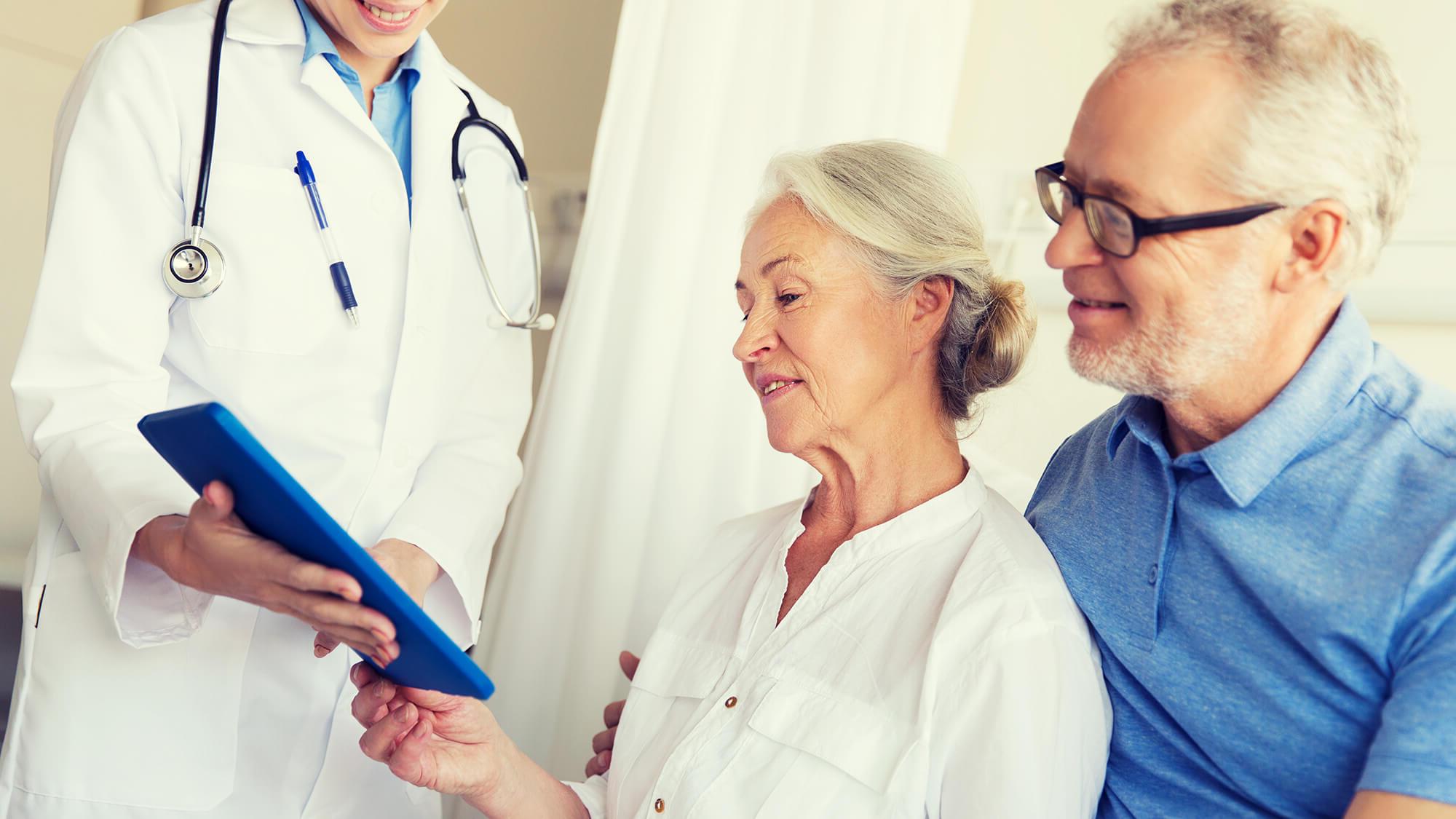 doctor talking to patients